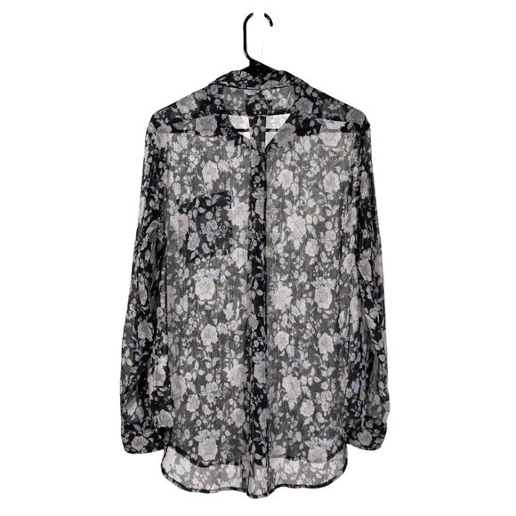 Denim Supply Ralph Lauren Shirt Button Up Floral Sheer Preppy Spring Tunic Top L - Picture 2 of 9